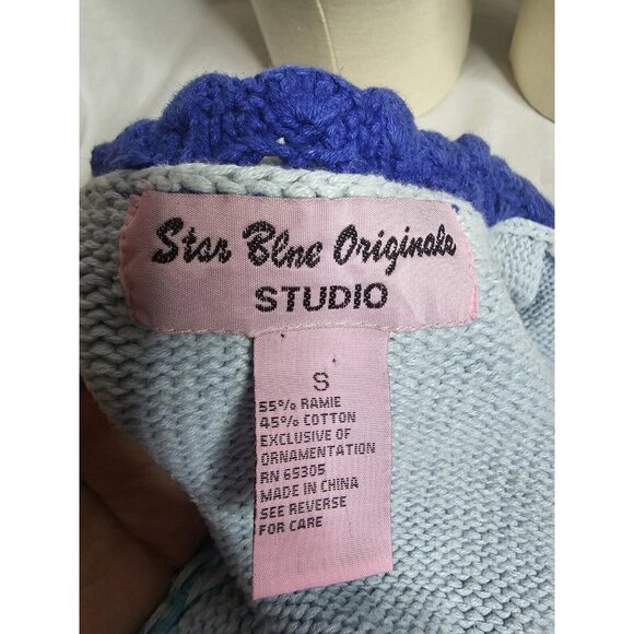 Vintage Star Blue Originals Ocean theme Women's Sweater Size Small sleeveless - Picture 13 of 13